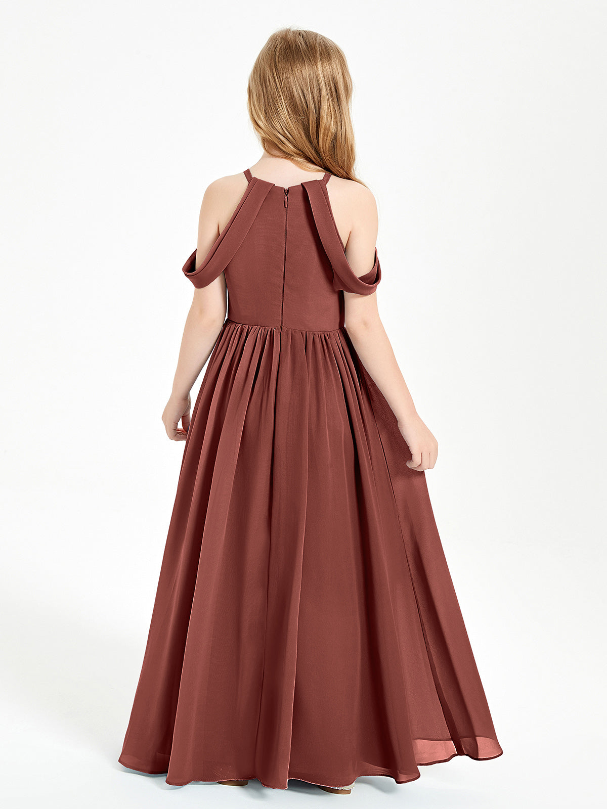 Dreamy Off the Shoulder Bridesmaid Gown for Junior Terracotta